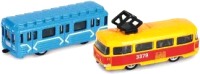 Набор игрушечных автомобилей Пламенный мотор Pull-Back Трамвай, вагон метро / 870725 - 