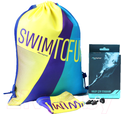 Набор для плавания Onlytop Swim 4478119 (шапочка, беруши, зажим для носа, мешок)