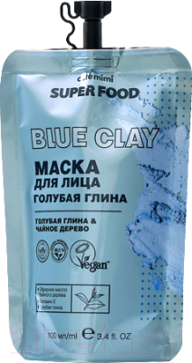 Маска для лица кремовая Cafe mimi Super Food Голубая глина (100мл)