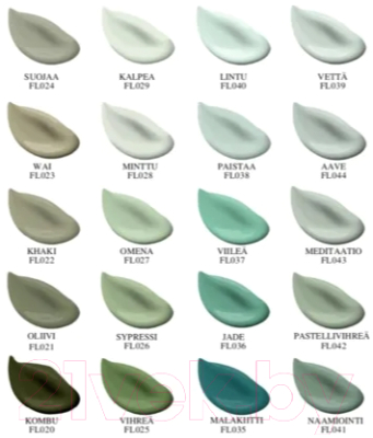 Краска Finntella Eco 3 Wash and Clean Kalpea / F-08-1-1-FL029 (900мл, бледно-зеленый, глубокоматовый)