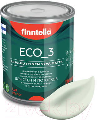 Краска Finntella Eco 3 Wash and Clean Kalpea / F-08-1-1-FL029 (900мл, бледно-зеленый, глубокоматовый)