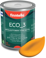 Краска Finntella Eco 3 Wash and Clean Liekki / F-08-1-1-FL127 (900мл, пламенный желтый, глубокоматовый) - 
