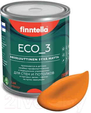 Краска Finntella Eco 3 Wash and Clean / F-08-1-1-FL128 (900мл, шафрановый, глубокоматовый)