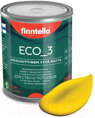 Краска Finntella Eco 3 Wash and Clean / F-08-1-1-FL129 (900мл, желтый, глубокоматовый)