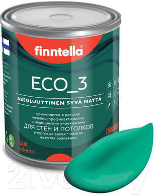 Краска Finntella Eco 3 Wash and Clean / F-08-1-1-FL132 (900мл, изумрудный, глубокоматовый)