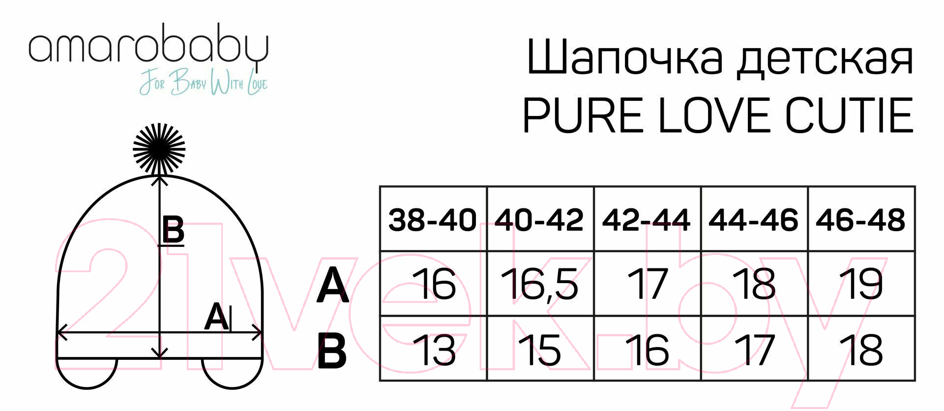 Шапочка для малышей Amarobaby Pure Love Cutie / AB-OD21-PLС16/19-42 (голубой, р-р 42-44) — фото 2