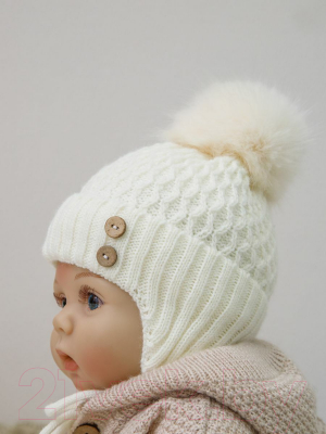 Шапочка для малышей Amarobaby Pure Love Wool / AB-OD20-PLW16/33-42 (молочный, р-р 42-44)