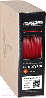 Пластик для 3D-печати Filamentarno ABS GF-4 / FILABSGF4RUB (1.75мм, 750г, рубиновый)