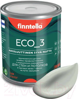 Краска Finntella Eco 3 Wash and Clean Kanarian / F-08-1-1-LG100 (900мл, светло серо-зеленый, глубокоматовый)