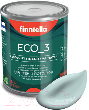 Краска Finntella Eco 3 Wash and Clean Aamu / F-08-1-1-LG102 (900мл, глубокоматовый)