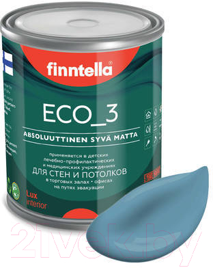 Краска Finntella Eco 3 Wash and Clean Meri Aalto / F-08-1-1-LG104 (900мл, светло сине-серый, глубокоматовый)