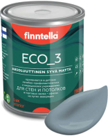 Краска Finntella Eco 3 Wash and Clean Liuskekivi / F-08-1-1-LG108 (900мл, серый, глубокоматовый) - 