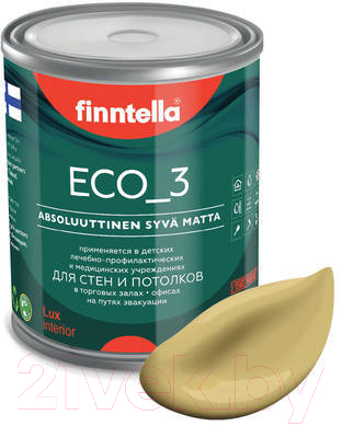 Краска Finntella Eco 3 Wash and Clean Syksy / F-08-1-1-LG135 (900мл, приглушенный желтый, глубокоматовый)