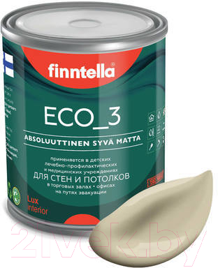 Краска Finntella Eco 3 Wash and Clean Kevyt Savi / F-08-1-1-LG154 (900мл, бежевый, глубокоматовый)