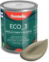 Краска Finntella Eco 3 Wash and Clean Ruskea Khaki / F-08-1-1-LG157 (900мл, коричневый хаки, глубокоматовый) - 