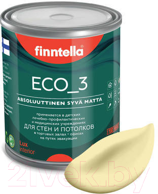 Краска Finntella Eco 3 Wash and Clean Sade / F-08-1-1-LG172 (900мл, светло-желтый, глубокоматовый)