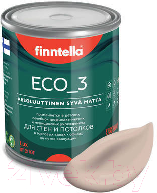 Краска Finntella Eco 3 Wash and Clean Kerma / F-08-1-1-LG177 (900мл, светло-бежевый, глубокоматовый)