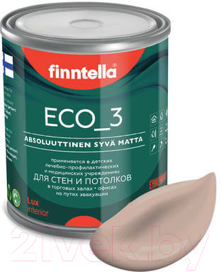 Краска Finntella Eco 3 Wash and Clean Jauhe / F-08-1-1-LG178 (900мл, теплый бежевый, глубокоматовый)