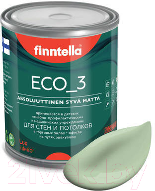 Краска Finntella Eco 3 Wash and Clean Omena / F-08-1-1-LG201 (900мл, светло-зеленый, глубокоматовый)