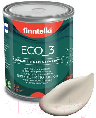 Краска Finntella Eco 3 Wash and Clean Ranta / F-08-1-1-LG238 (900мл, теплый бежевый, глубокоматовый)