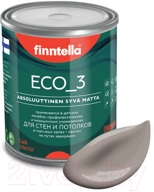 Краска Finntella Eco 3 Wash and Clean Kaakao / F-08-1-1-LG245 (900мл, светло-коричневый, глубокоматовый)