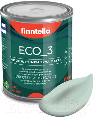 Краска Finntella Eco 3 Wash and Clean Paistaa / F-08-1-1-LG203 (900мл, бледно-бирюзовый, глубокоматовый)