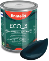 Краска Finntella Eco 3 Wash and Clean Ukonilma / F-08-1-1-LG208 (900мл, темно-сине-зеленый, глубокоматовый) - 