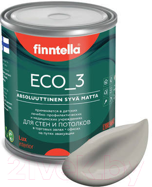 Краска Finntella Eco 3 Wash and Clean Kaiku / F-08-1-1-LG218 (900мл, серо-коричневый, глубокоматовый)