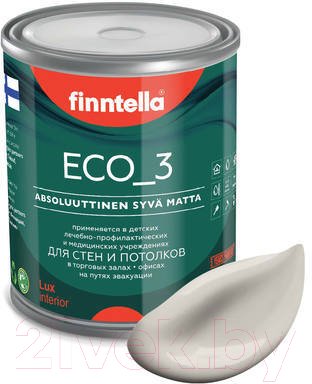 Краска Finntella Eco 3 Wash and Clean Rock / F-08-1-1-LG230 (900мл, бежевый, глубокоматовый)