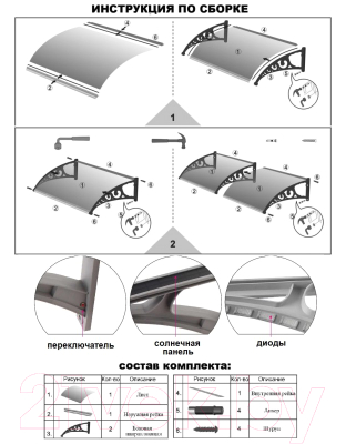 Изображение товара Козырек Silver Wing 1000x1500мм / 10005L (LED)