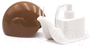 Дозатор для жидкого мыла Qualy Escar / QL10261-WH-BN (белый/коричневый)