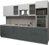 Кухонный гарнитур Интерлиния Мила Gloss 3.0 (белый/асфальт) - 