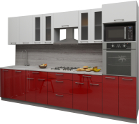 Кухонный гарнитур Интерлиния Мила Gloss 3.2 (белый/красный) - 