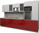 Готовая кухня Интерлиния Мила Gloss 3.4 (белый/красный) - 