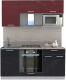 Кухонный гарнитур Интерлиния Мила Gloss 1.7 (бордовый/черный) - 
