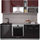 Кухонный гарнитур Интерлиния Мила Gloss 2.0 (бордовый/черный) - 