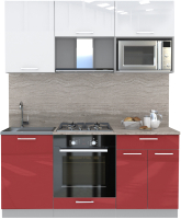 Кухонный гарнитур Интерлиния Мила Gloss 1.7 (белый/красный) - 