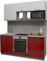 Кухонный гарнитур Интерлиния Мила Gloss 1.8 (белый/красный) - 