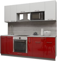 Кухонный гарнитур Интерлиния Мила Gloss 2.2 (белый/красный) - 