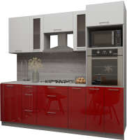 Кухонный гарнитур Интерлиния Мила Gloss 2.3 (белый/красный) - 