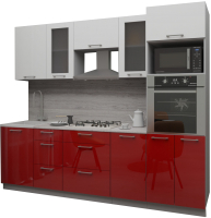 Кухонный гарнитур Интерлиния Мила Gloss 2.5 (белый/красный) - 