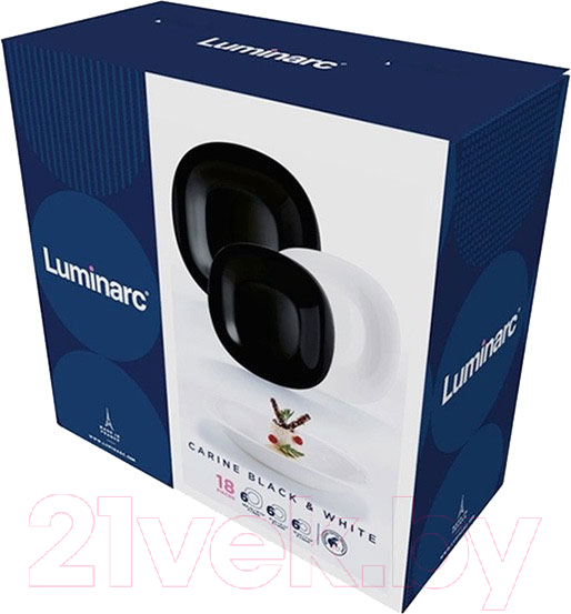 Набор тарелок Luminarc Carine Black/White N1479 (18шт)