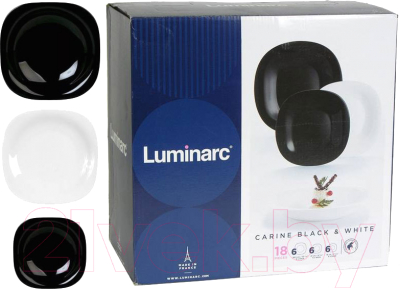 Набор тарелок Luminarc Carine Black/White N1479 (18шт)