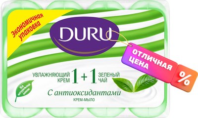 Набор мыла Duru 1+1 Увлажняющий крем и зеленый чай (4x80г) - 