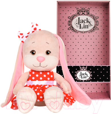 Мягкая игрушка Jack&Lin Зайка в красном платье в белый горошек / JL-051923-25