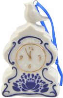 Елочная игрушка Феникс-Презент Часы гжель / 81636 (белый/синий) - 