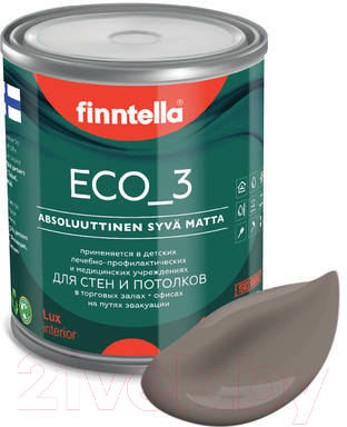 Краска Finntella Eco 3 Wash and Clean Maitosuklaa / F-08-1-1-LG246 (900мл, глубокоматовый)