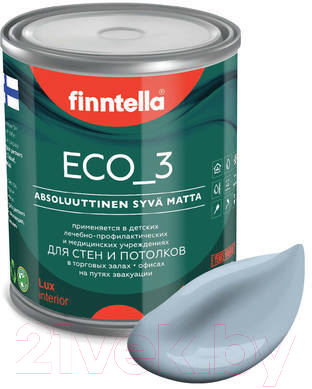Краска Finntella Eco 3 Wash and Clean Niagara / F-08-1-1-LG249 (900мл, серо-голубой, глубокоматовый)