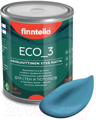 Краска Finntella Eco 3 Wash and Clean Aihio / F-08-1-1-LG254 (900мл, глубокоматовый)
