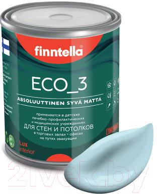 Краска Finntella Eco 3 Wash and Clean Jaata / F-08-1-1-LG258 (900мл, светло-голубой, глубокоматовый)